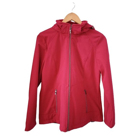 Women's ZEROXPOSUR Dark Pink Full Zip Jacket with 4 Pockets and Hood Size MEDIUM - Picture 1 of 3